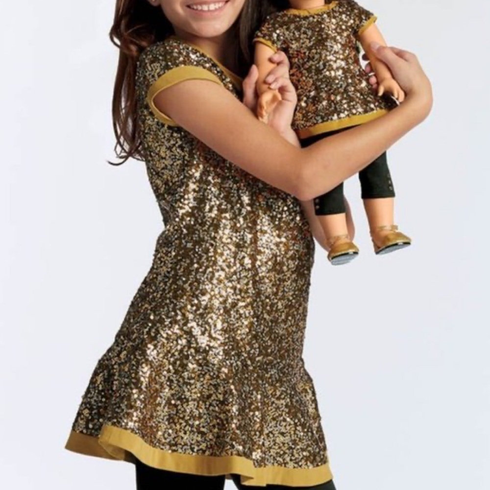 American girL gold sparkle tunic size small (7/8) NWT